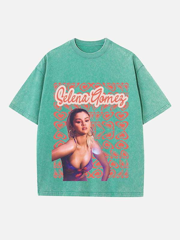 Selena Gomez Print Round Neck T-shirt
