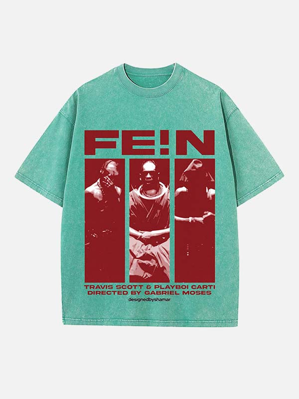 Travis Scott Print Round Neck T-shirt