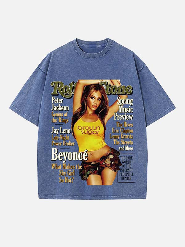 Beyoncé Print Round Neck T-shirt
