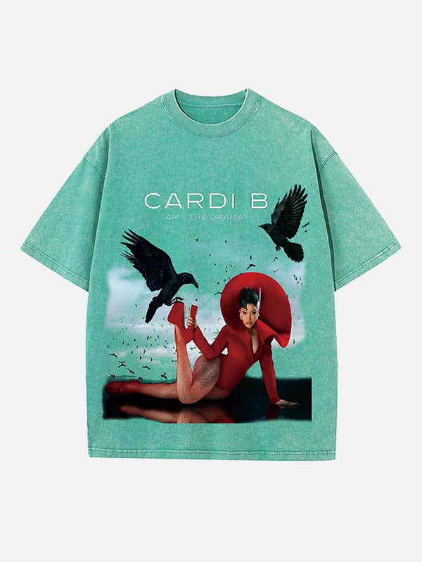 Cardi B Print Round Neck T-shirt