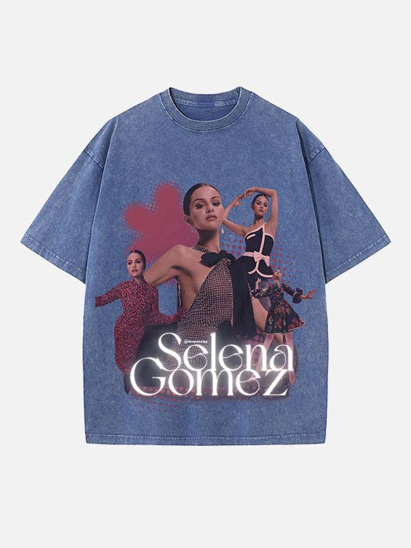 Selena Gomez Print Round Neck T-shirt
