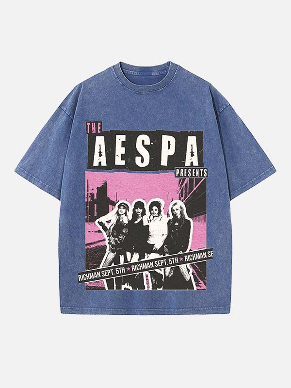Aespa Print Round Neck T-shirt