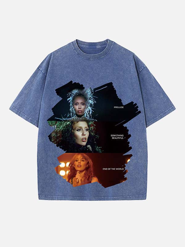 Miley Cyrus Print Round Neck T-shirt