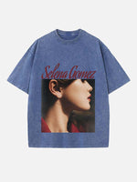 Selena Gomez Print Round Neck T-shirt