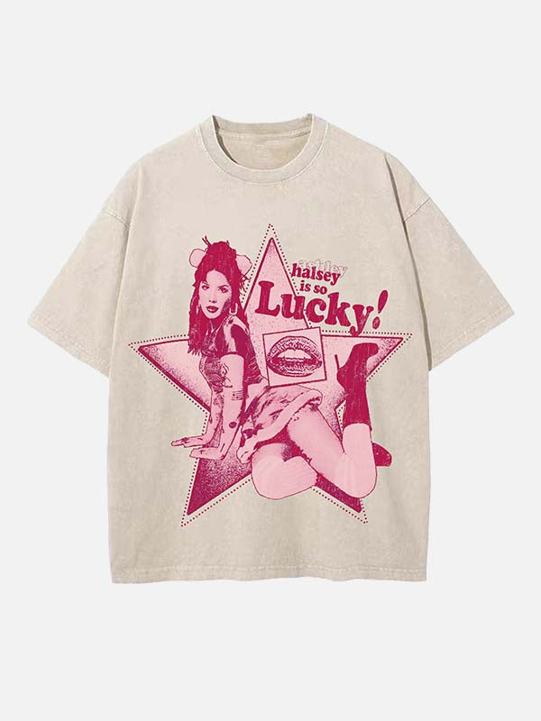 Halsey Print Round Neck T-shirt