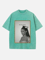 Rihanna Print Round Neck T-shirt