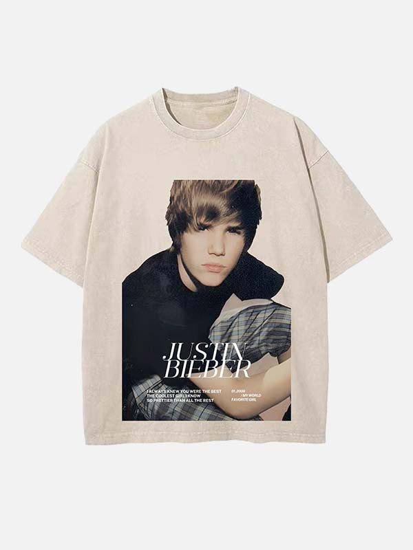 Justin Bieber Print Round Neck T-shirt