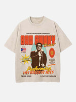 Bad Bunny Print Round Neck T-shirt