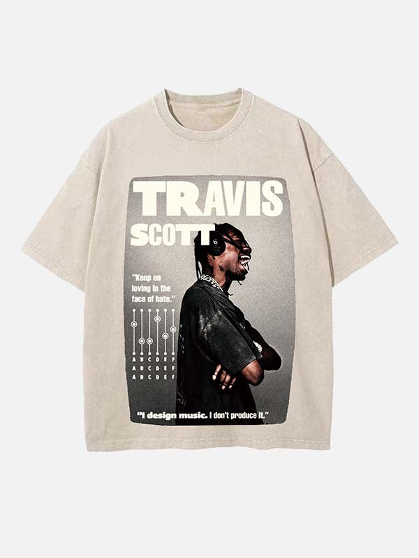 Travis Scott Print Round Neck T-shirt