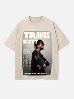Travis Scott Print Round Neck T-shirt