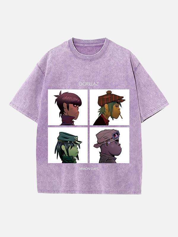 Gorillaz Print Round Neck T-shirt
