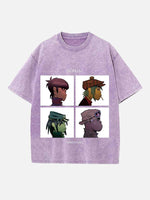 Gorillaz Print Round Neck T-shirt