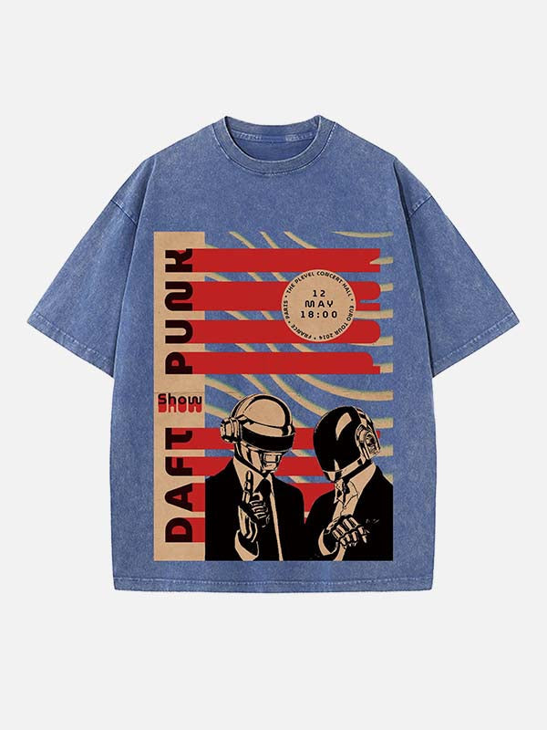 Daft Punk Print Round Neck T-shirt