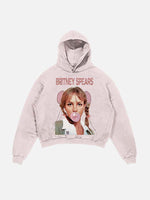 Britney Spears Print Slant Pockets Hoodie