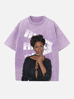 Rihanna Print Round Neck T-shirt