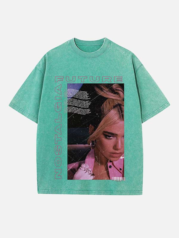 Dua Lipa Print Round Neck T-shirt