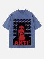 Rihanna Print Round Neck T-shirt