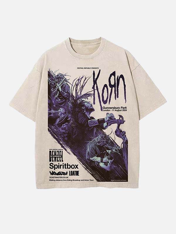 Korn Print Round Neck T-shirt