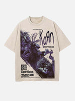 Korn Print Round Neck T-shirt