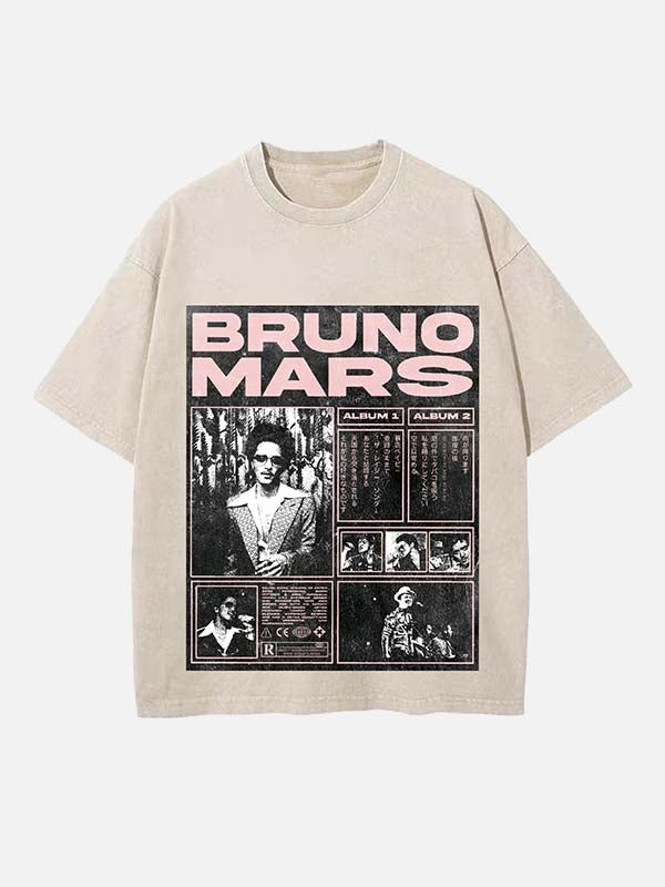 Bruno Mars Print Round Neck T-shirt