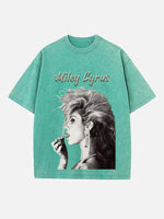 Miley Cyrus Print Round Neck T-shirt