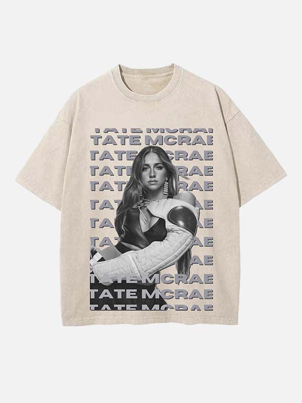 Tate McRae Print Round Neck T-shirt