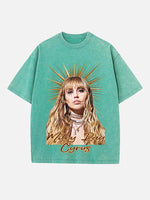Miley Cyrus Print Round Neck T-shirt