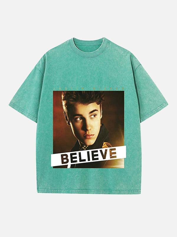 Justin Bieber Print Round Neck T-shirt