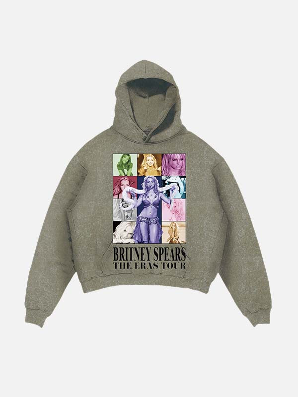 Britney Spears Print Slant Pockets Hoodie
