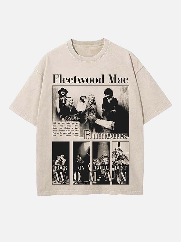 Fleetwood Mac Print Round Neck T-shirt