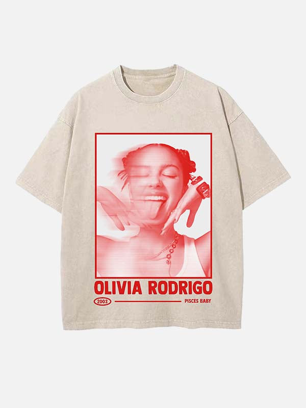 Olivia Rodrigo Print Round Neck T-shirt