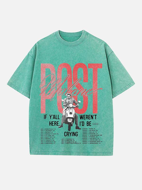 Post Malone Print Round Neck T-shirt