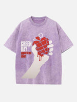 Green Day Print Round Neck T-shirt