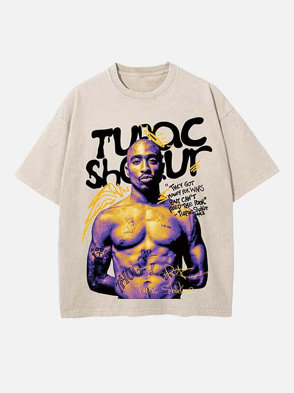 2Pac Print Round Neck T-shirt