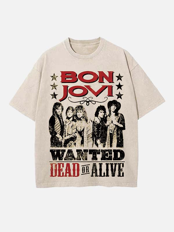 Bon Jovi Print Round Neck T-shirt