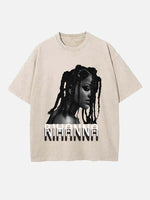 Rihanna Print Round Neck T-shirt