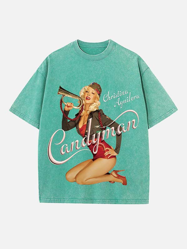 Christina Aguilera Print Round Neck T-shirt