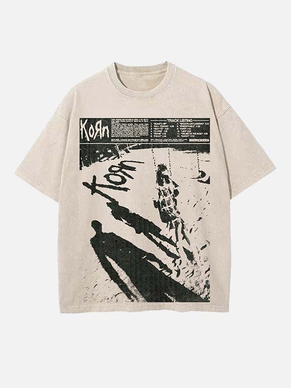Korn Print Round Neck T-shirt