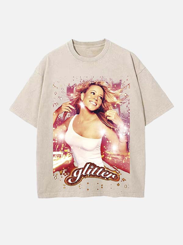 Mariah Carey Print Round Neck T-shirt