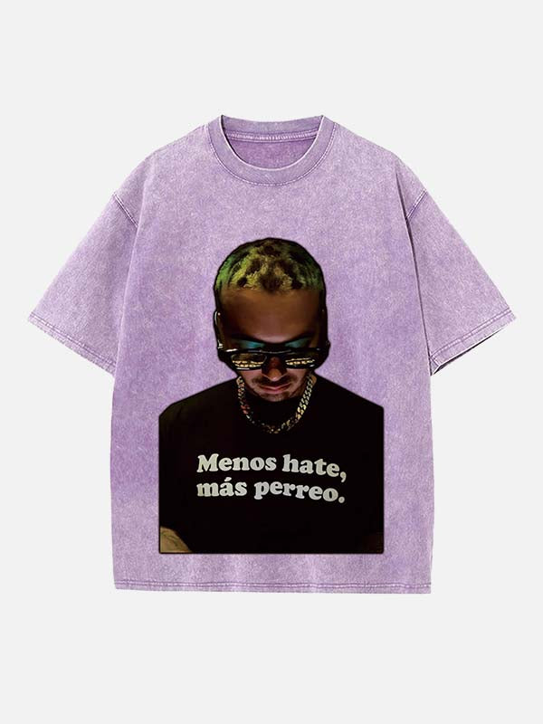 J Balvin Print Round Neck T-shirt