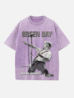 Green Day Print Round Neck T-shirt