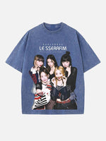 LE SSERAFIM Print Round Neck T-shirt