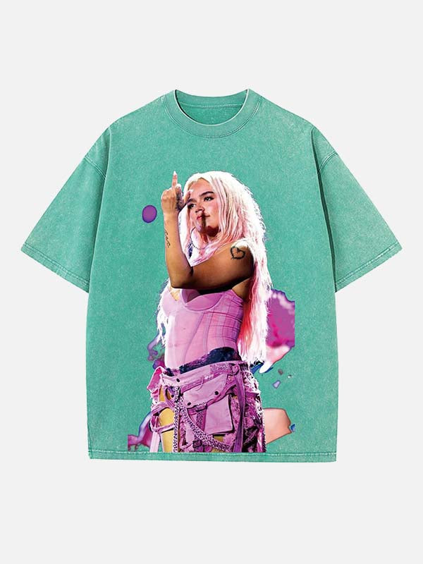 Karol G Print Round Neck T-shirt