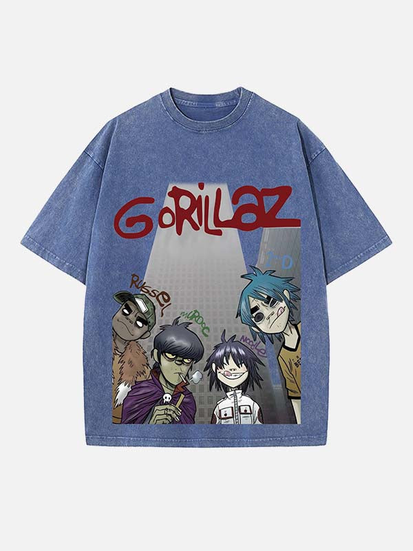 Gorillaz Print Round Neck T-shirt