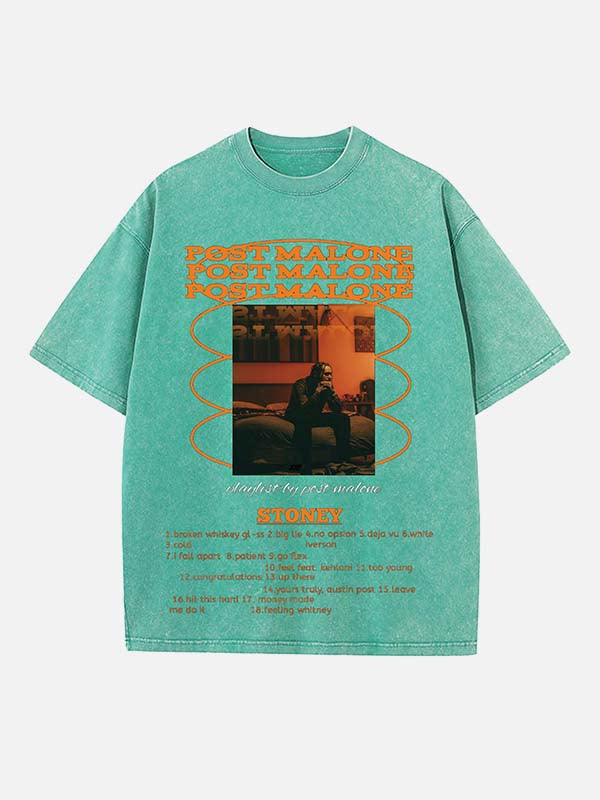 Post Malone Print Round Neck T-shirt