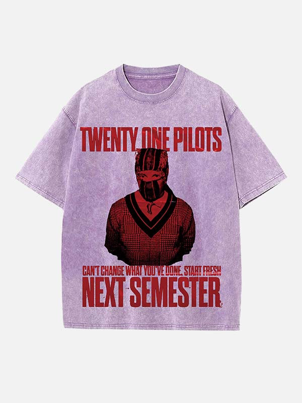 Twenty One Pilots Print Round Neck T-shirt