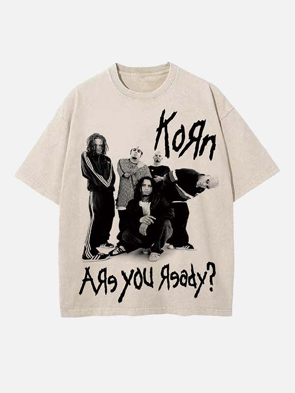 Korn Print Round Neck T-shirt