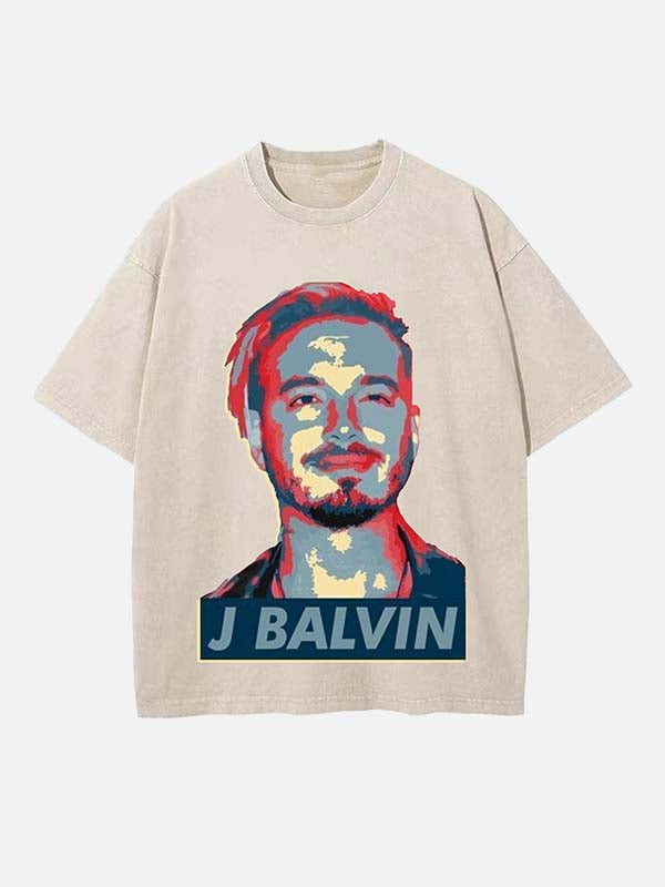 J Balvin Print Round Neck T-shirt