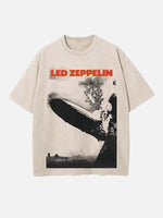 Led Zeppelin Print Round Neck T-shirt