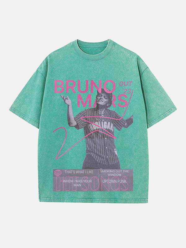 Bruno Mars Print Round Neck T-shirt